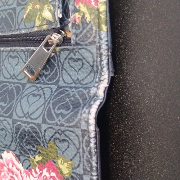 STONE MOUNTAIN SEA GREENISH BLUE CANVAS W/ TAN TRIM SHOULDER BAG & WALLET - Picture 10 of 16